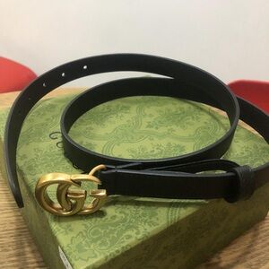 Gucci Black Belt with Gold GG Buckle